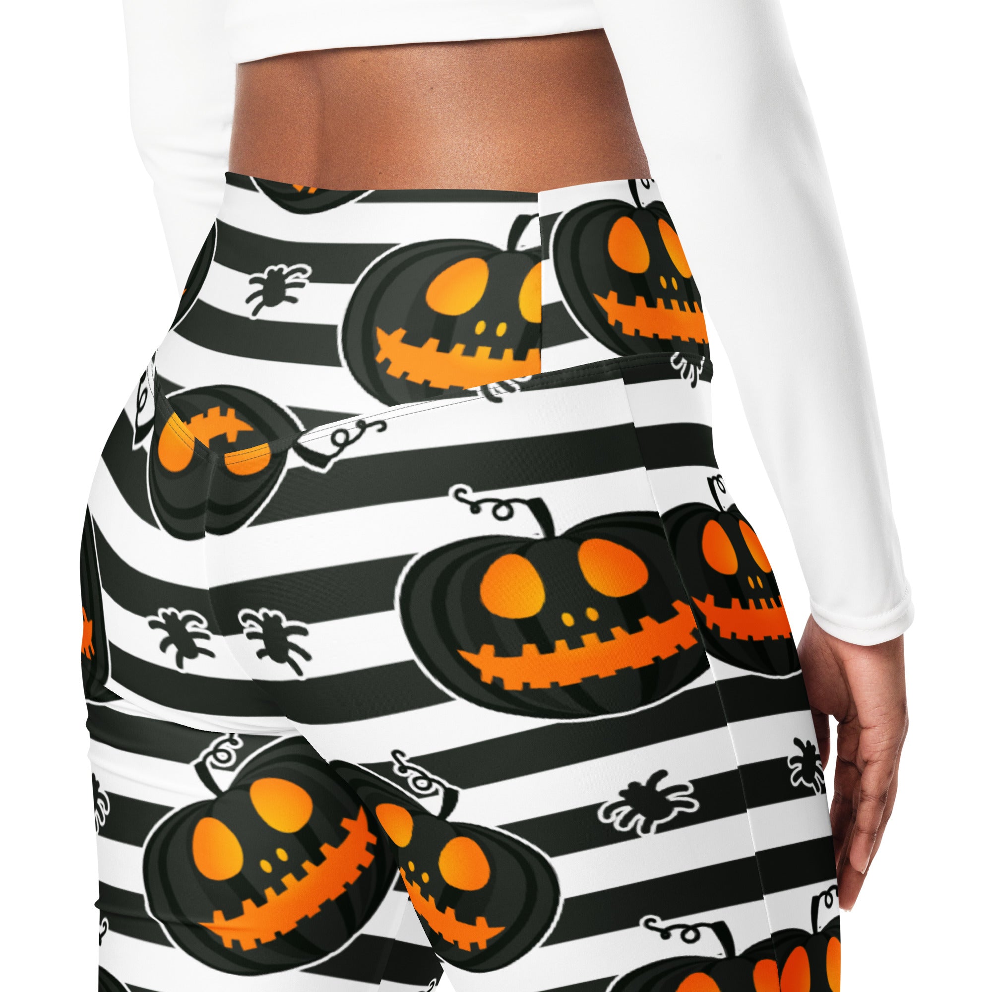 Striped Jack O'lanterns Flare Leggings