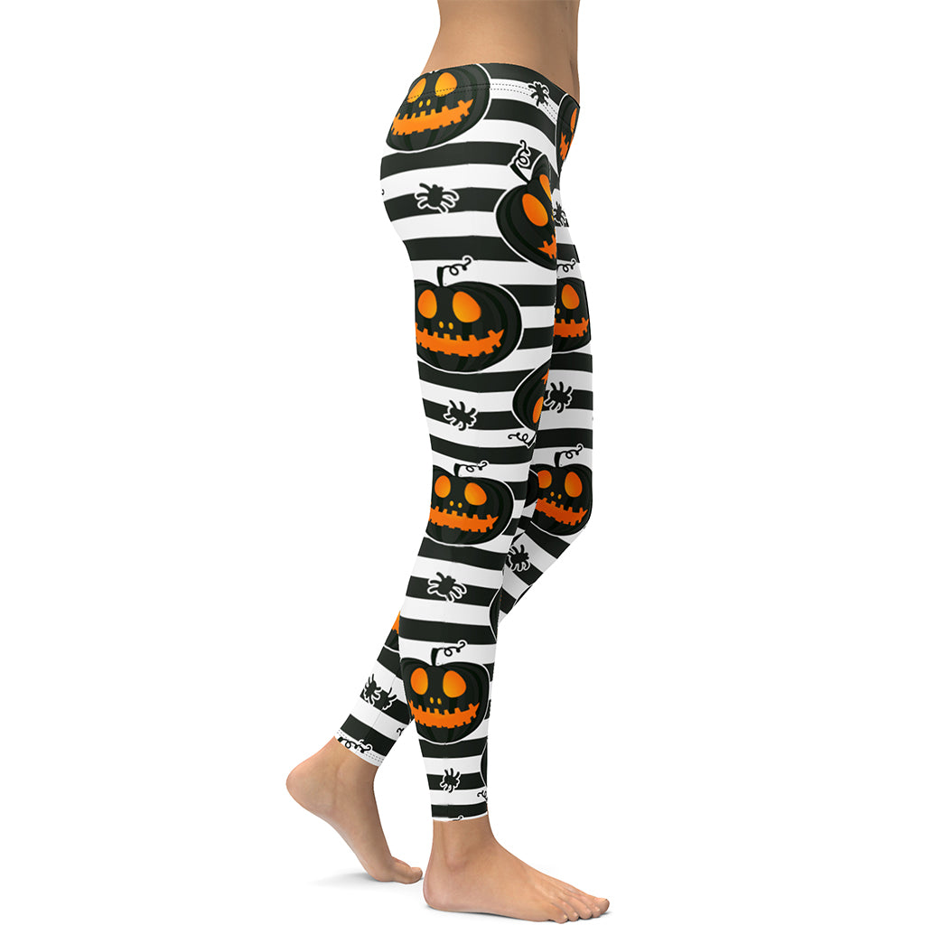 Striped Jack O'lanterns Leggings