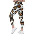 Striped Jack O'lanterns Leggings With Pockets
