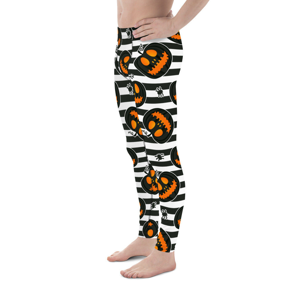 Striped Jack O'lanterns Men's Leggings