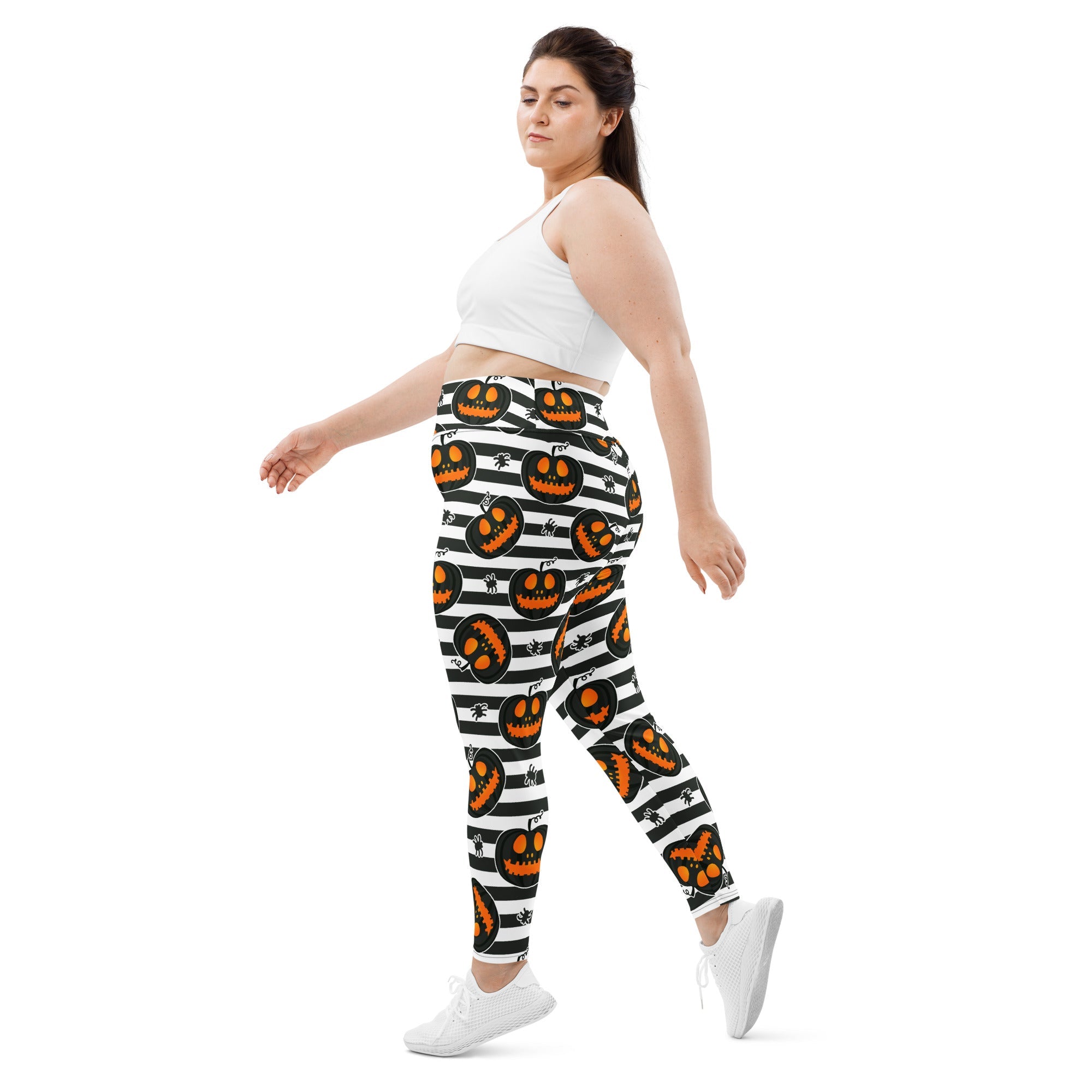 Striped Jack O'lanterns Plus Size Leggings