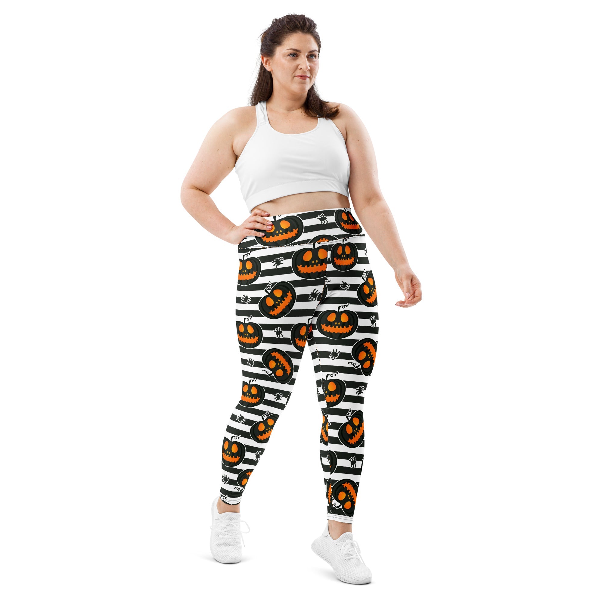 Striped Jack O'lanterns Plus Size Leggings