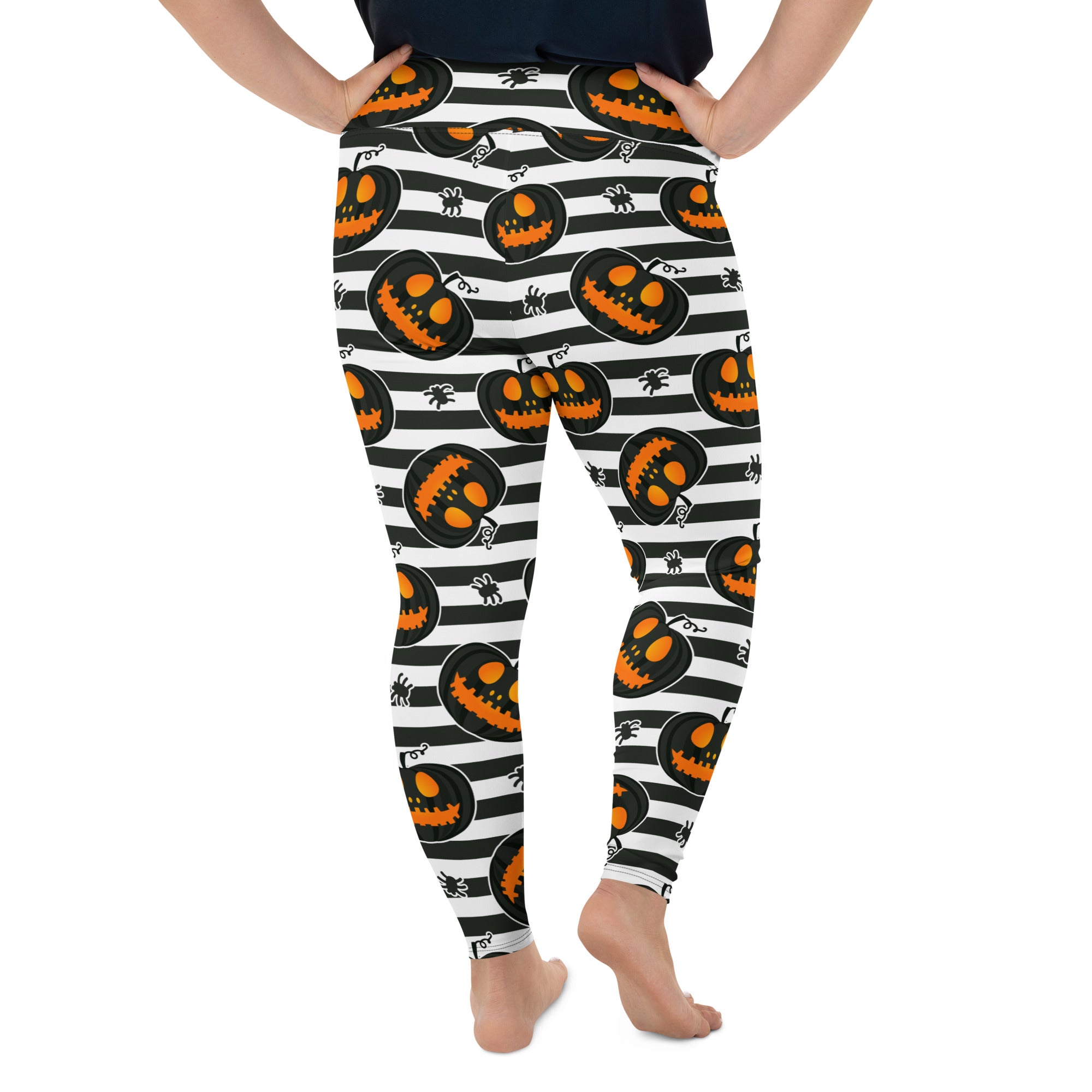 Striped Jack O'lanterns Plus Size Leggings