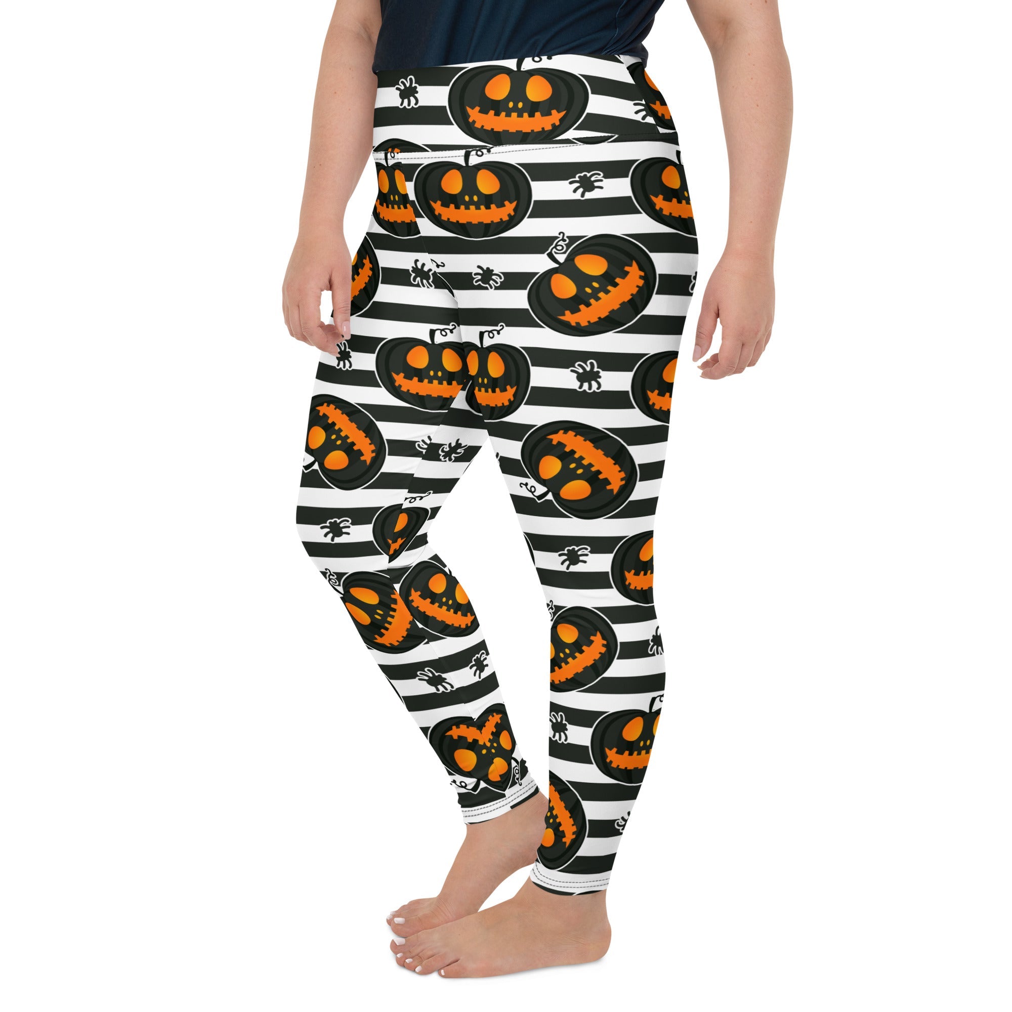 Striped Jack O'lanterns Plus Size Leggings