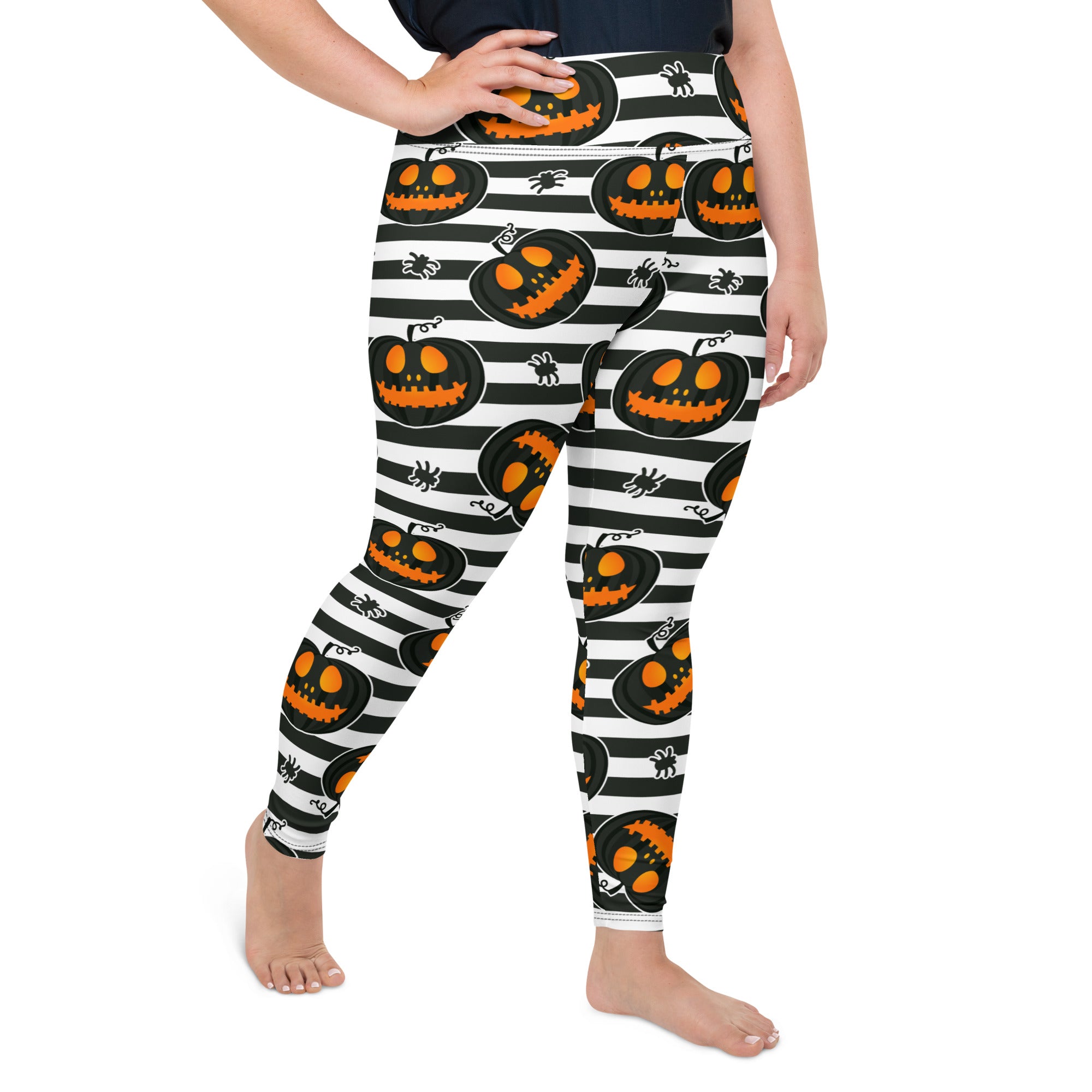 Striped Jack O'lanterns Plus Size Leggings