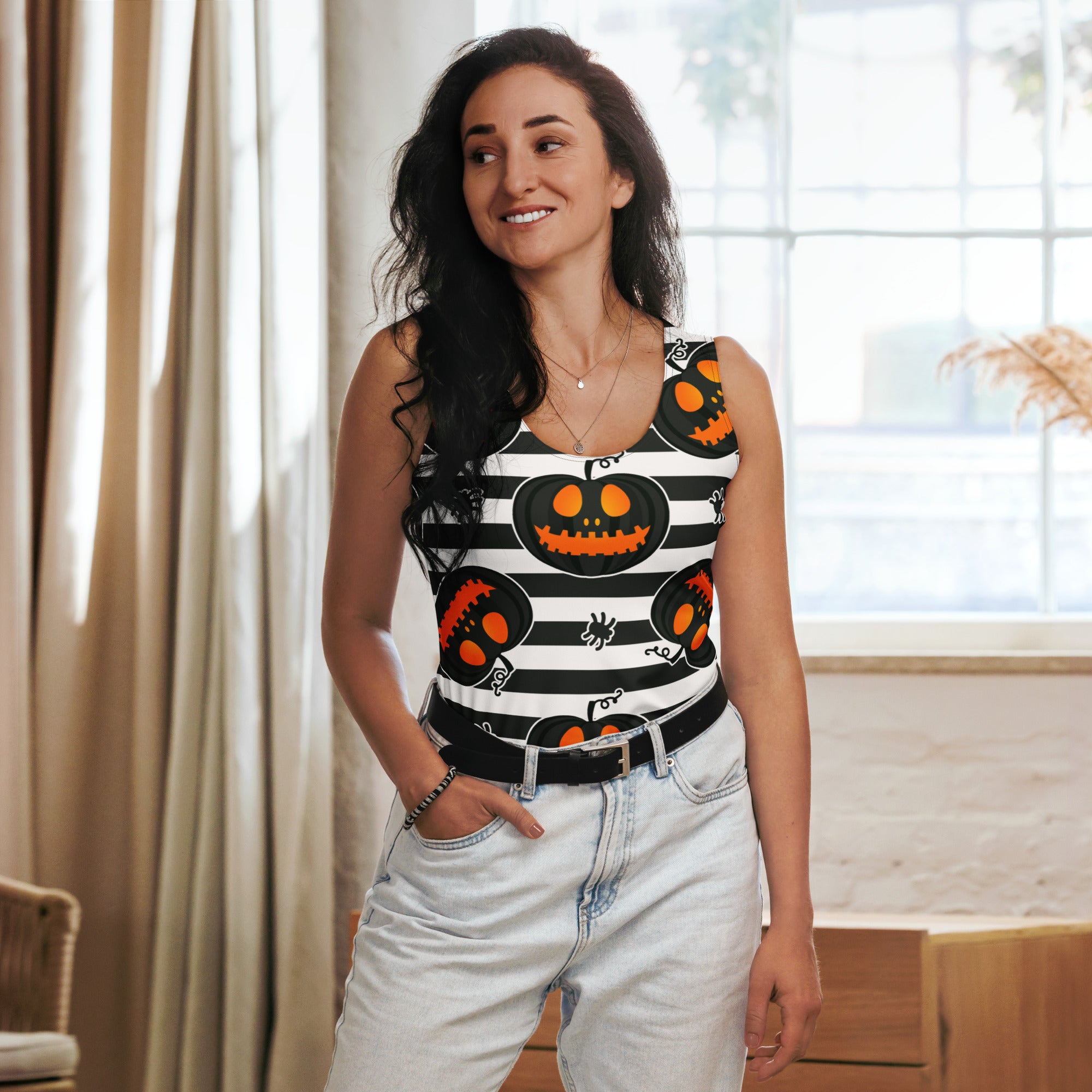 Striped Jack O'lanterns Tank Top