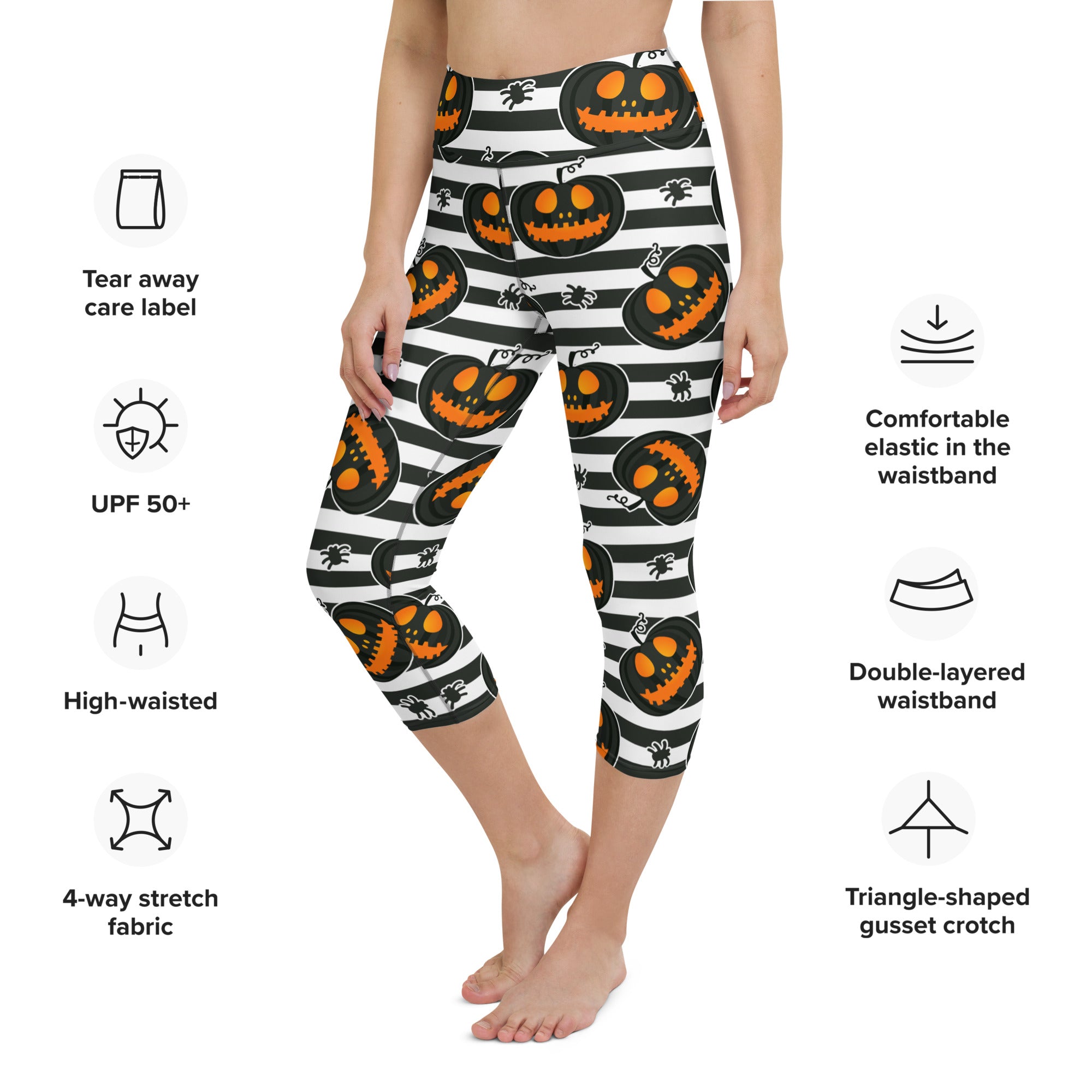 Striped Jack O'lanterns Yoga Capris