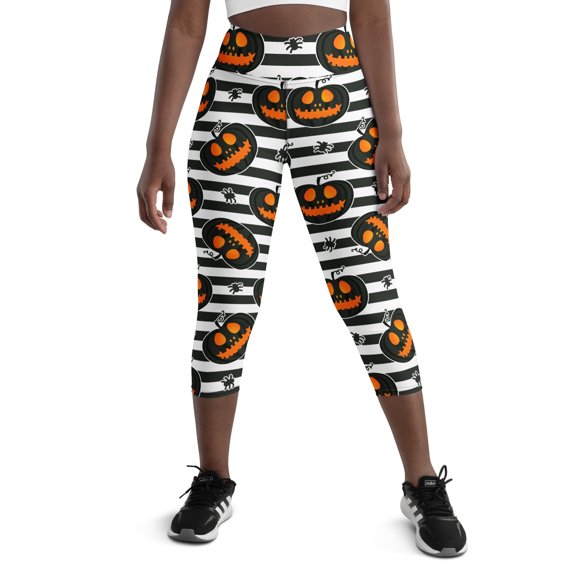 Striped Jack O'lanterns Yoga Capris