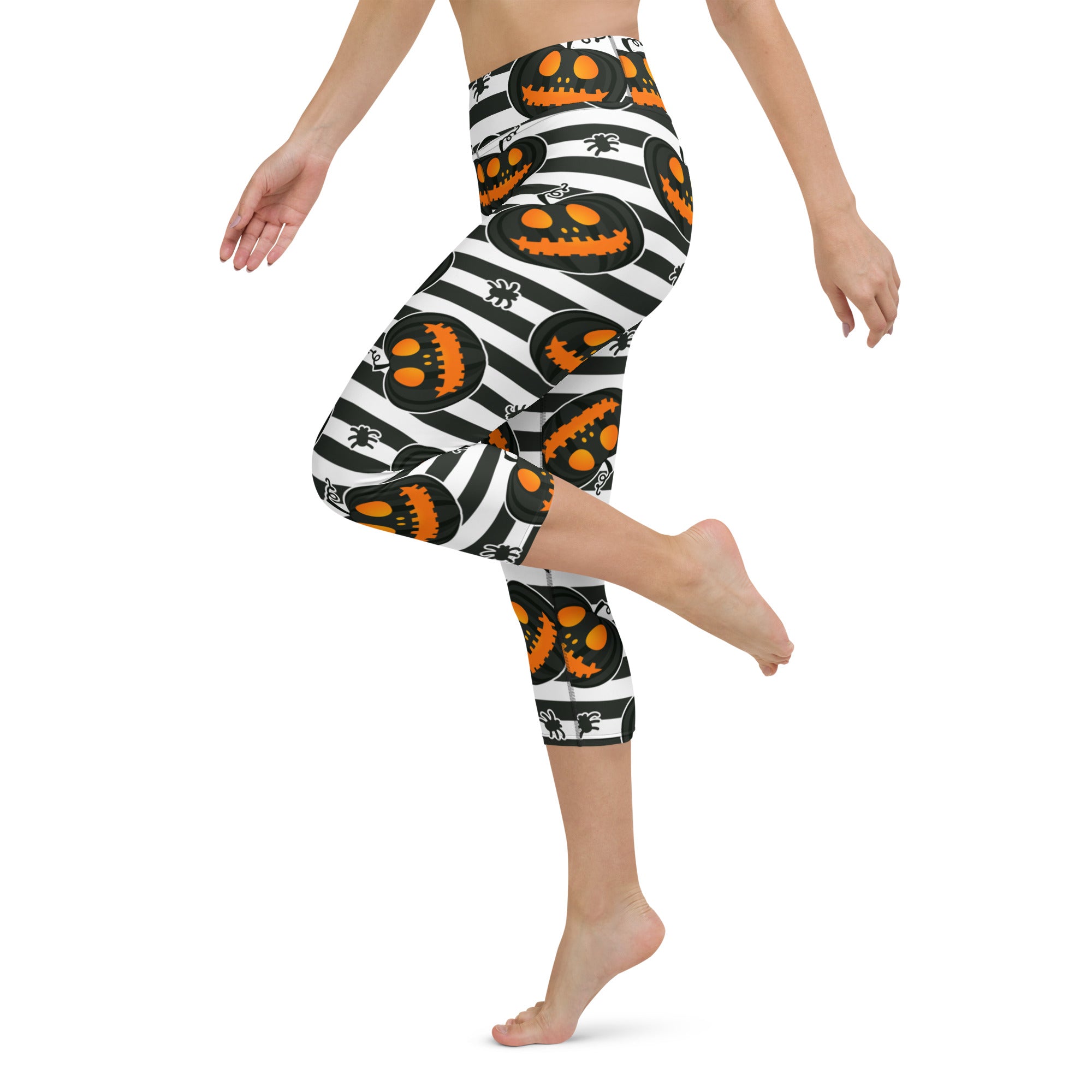 Striped Jack O'lanterns Yoga Capris