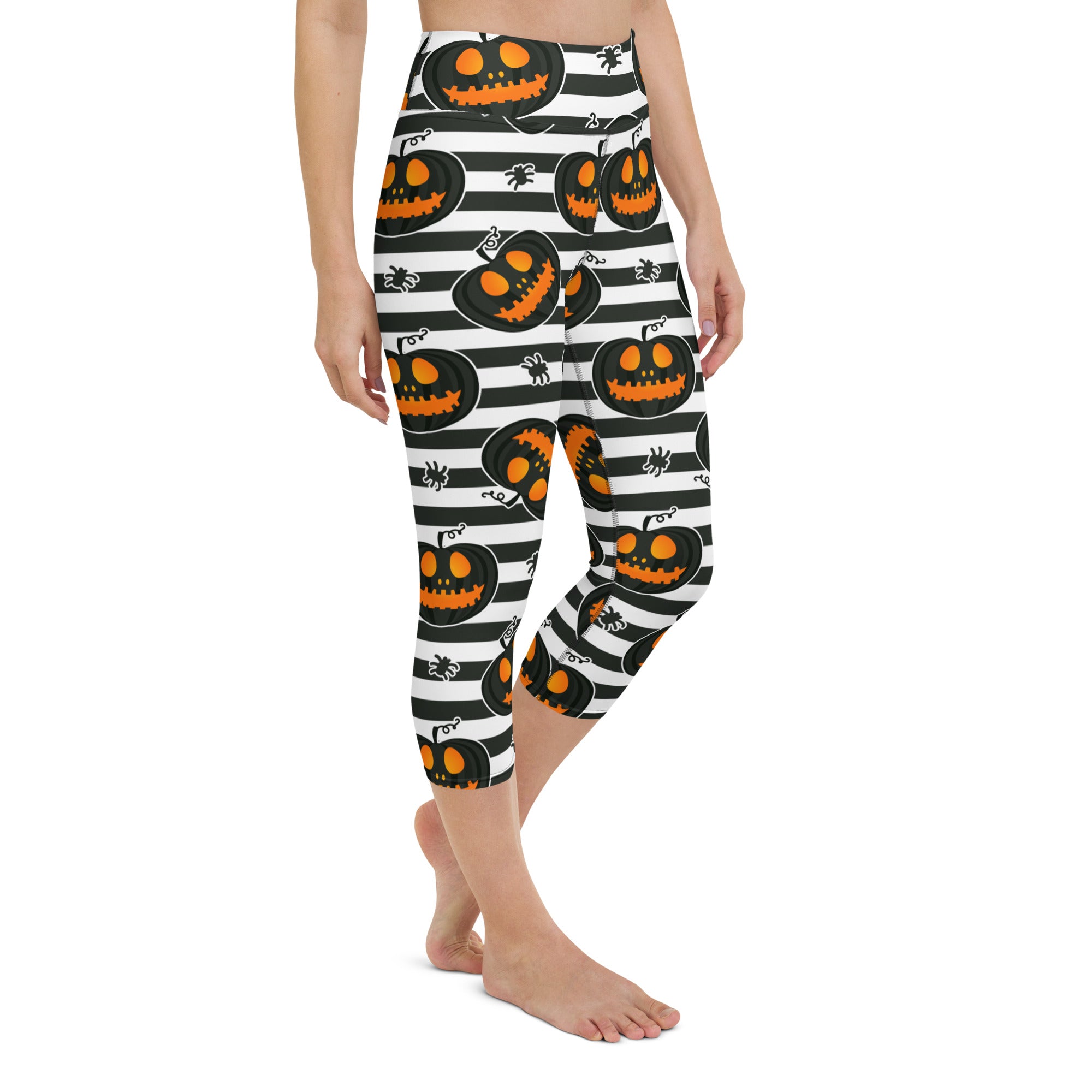 Striped Jack O'lanterns Yoga Capris