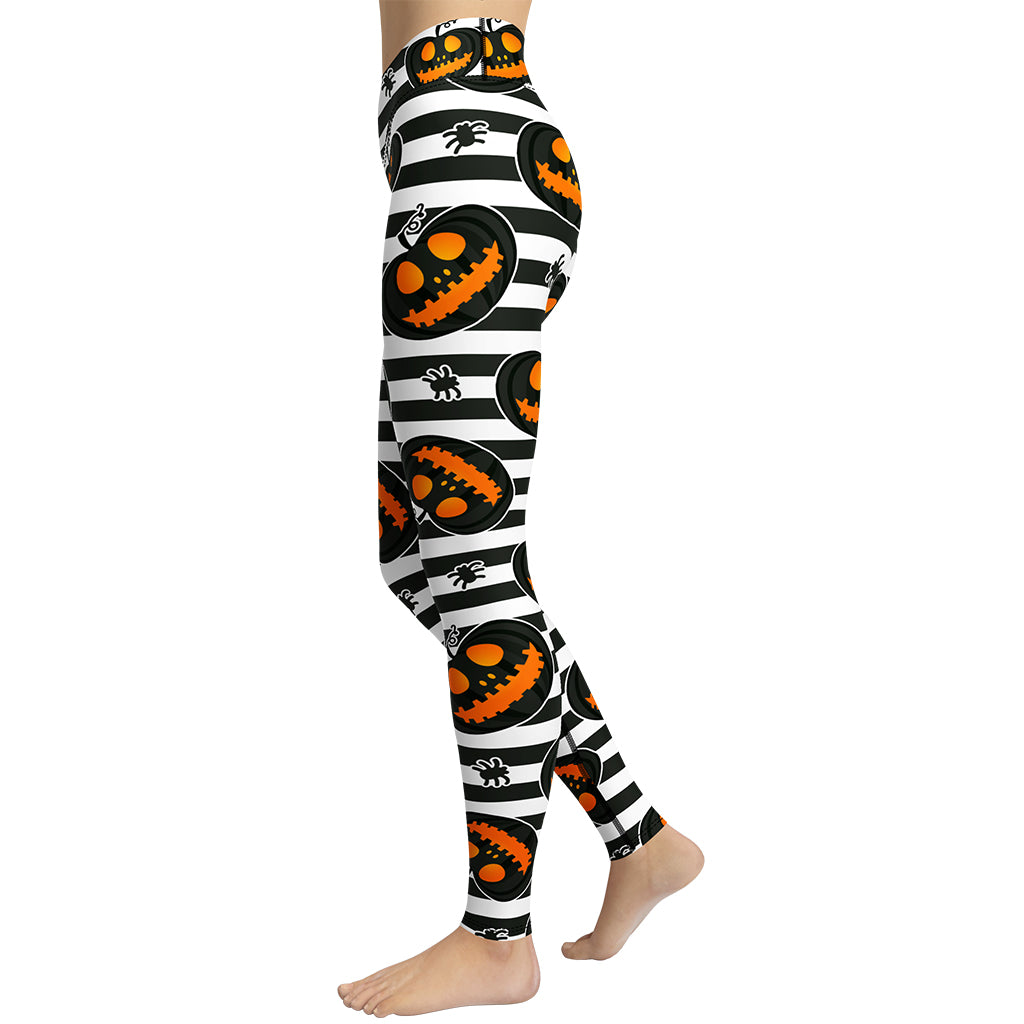 Striped Jack O'lanterns Yoga Leggings