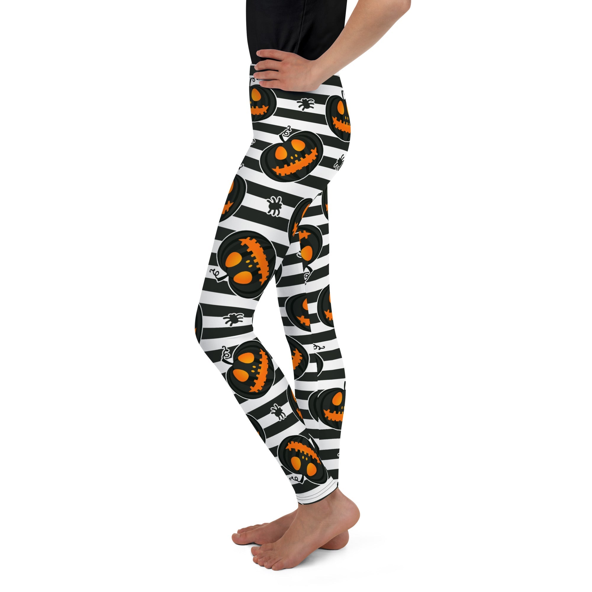 Striped Jack O'lanterns Youth Leggings