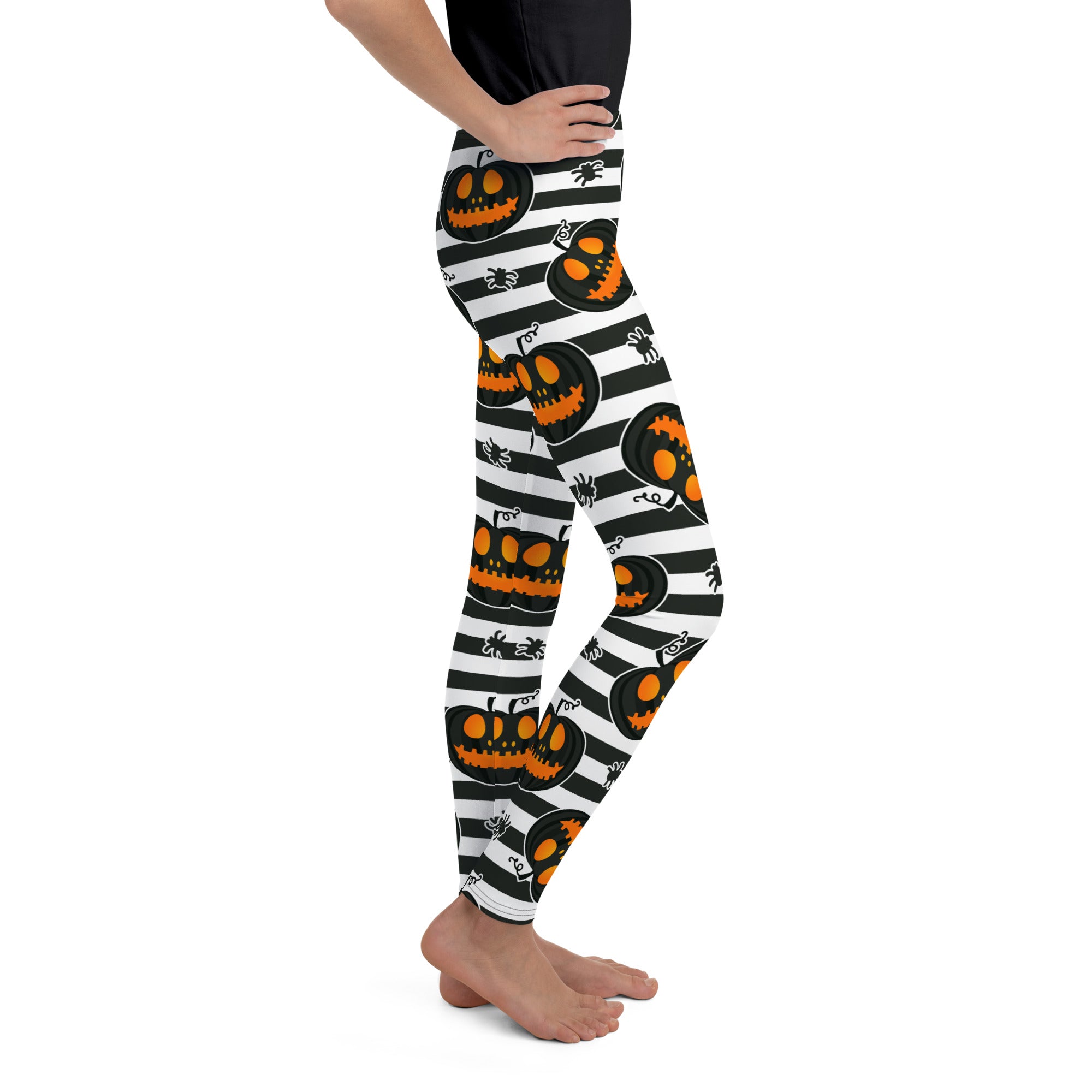 Striped Jack O'lanterns Youth Leggings