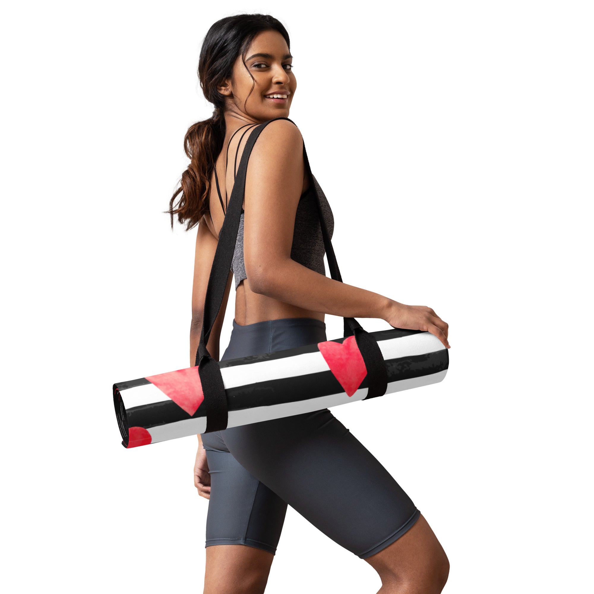 Stripes & Hearts Yoga Mat
