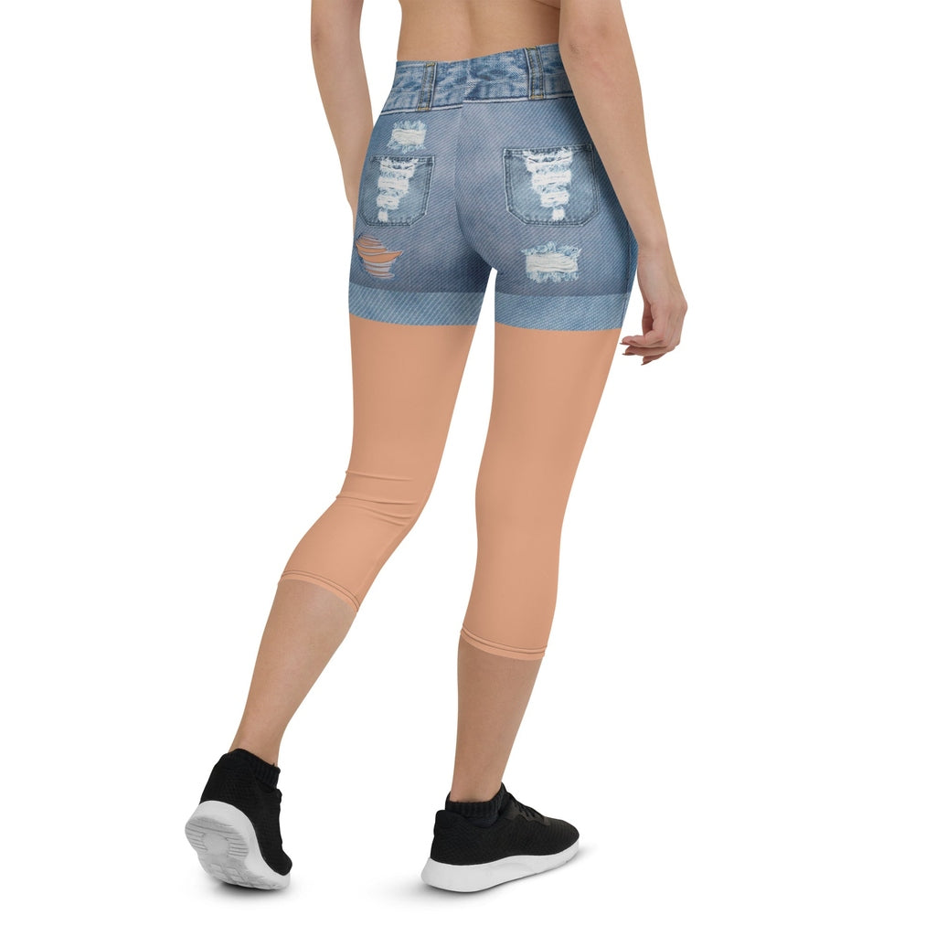 Tan Tone Denim Shorts Capris