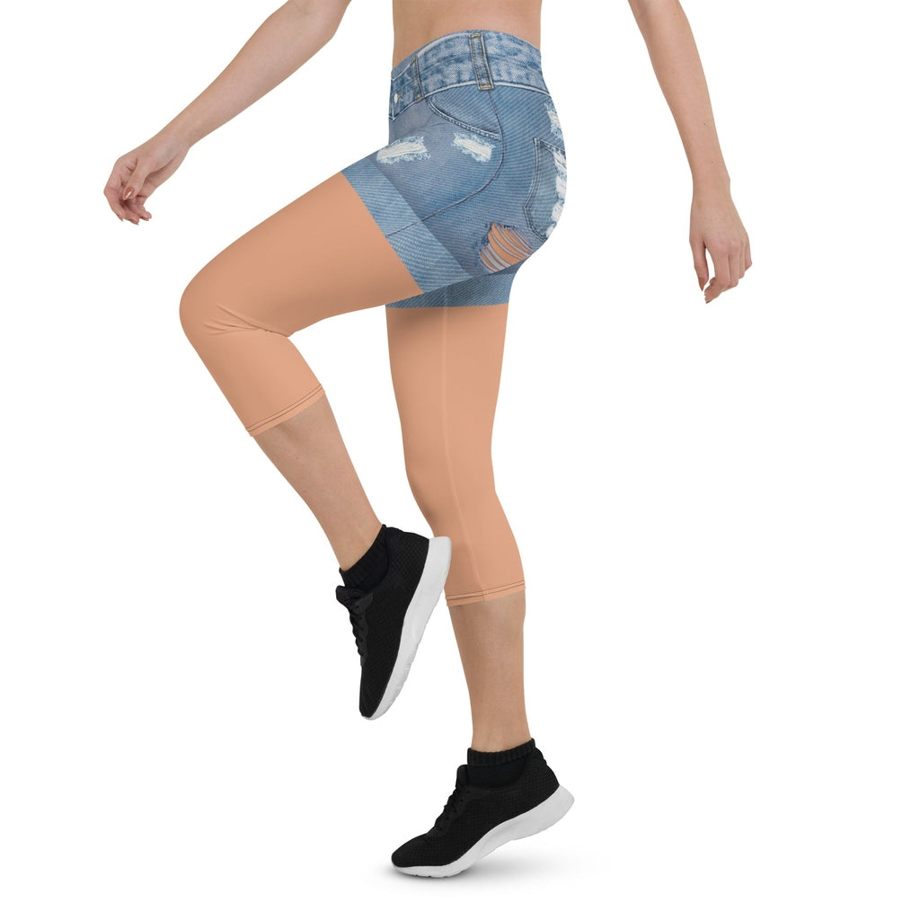 Tan Tone Denim Shorts Capris
