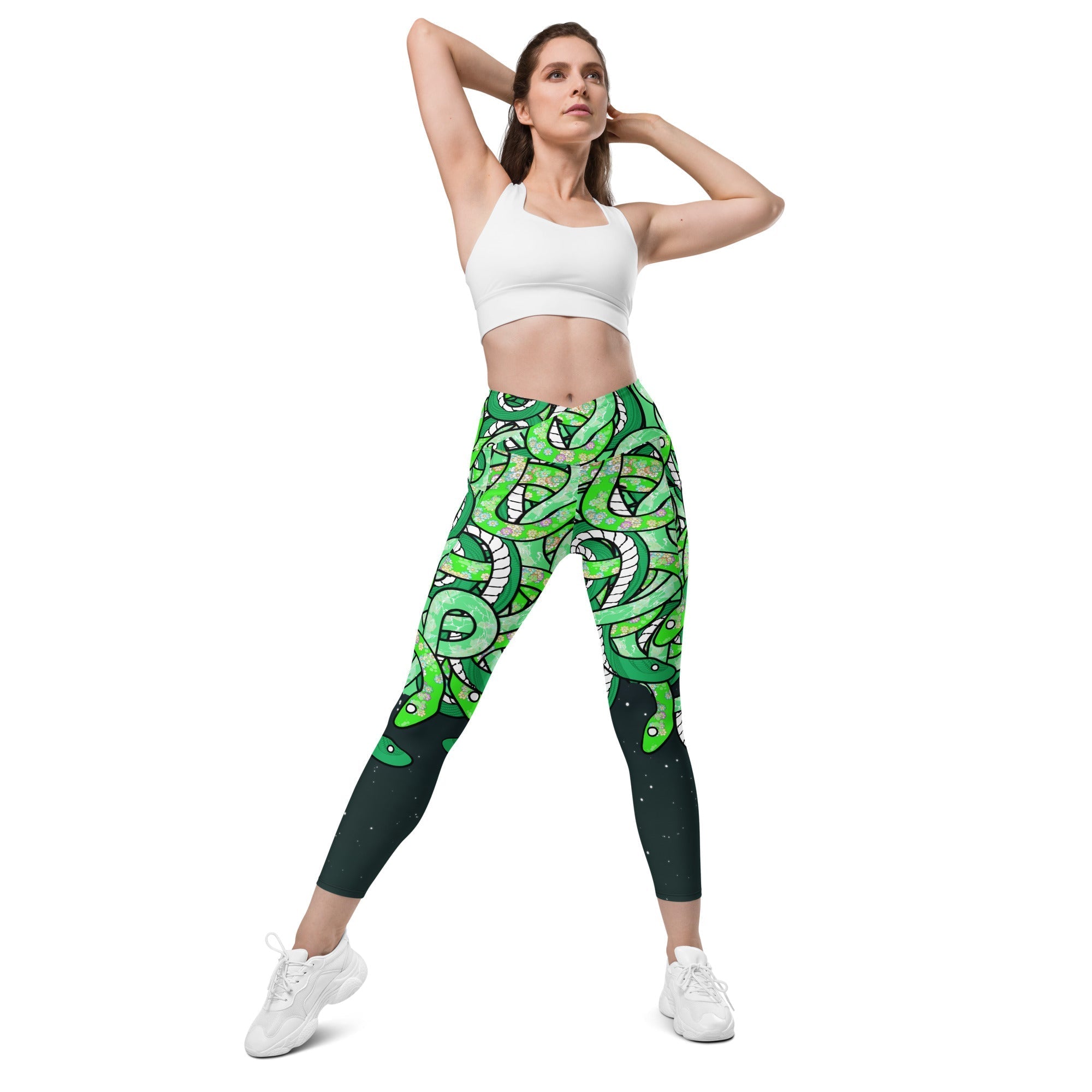 Tangled Snakes Crossover Leggings With Pockets