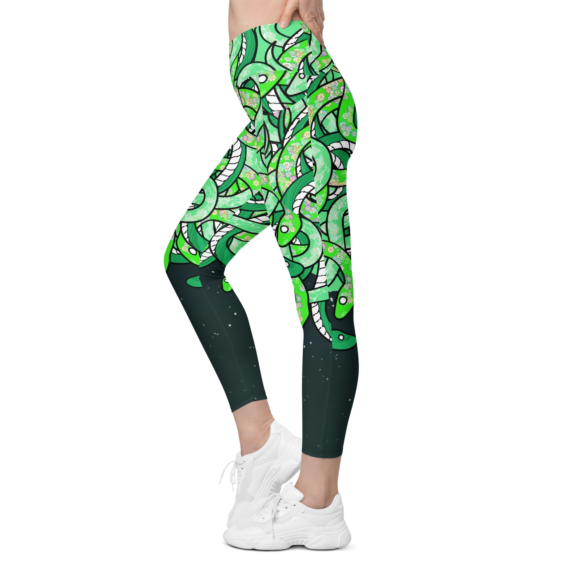 Tangled Snakes Crossover Leggings With Pockets