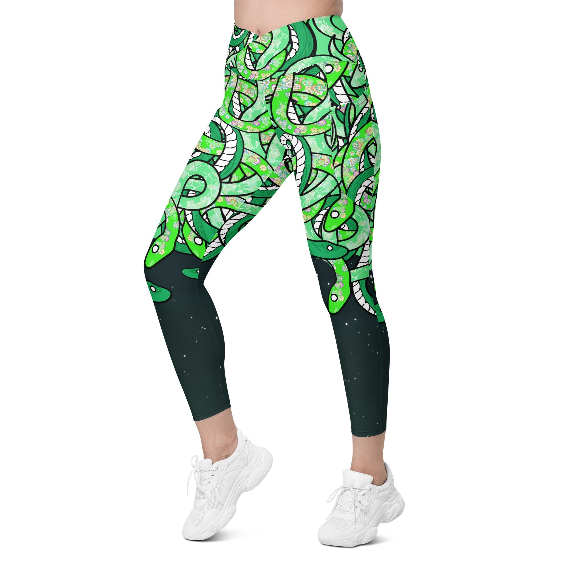 Tangled Snakes Crossover Leggings With Pockets