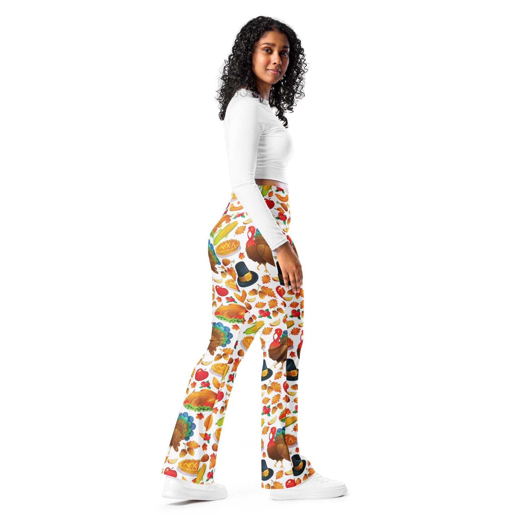 Thanksgiving Pattern Flare Leggings
