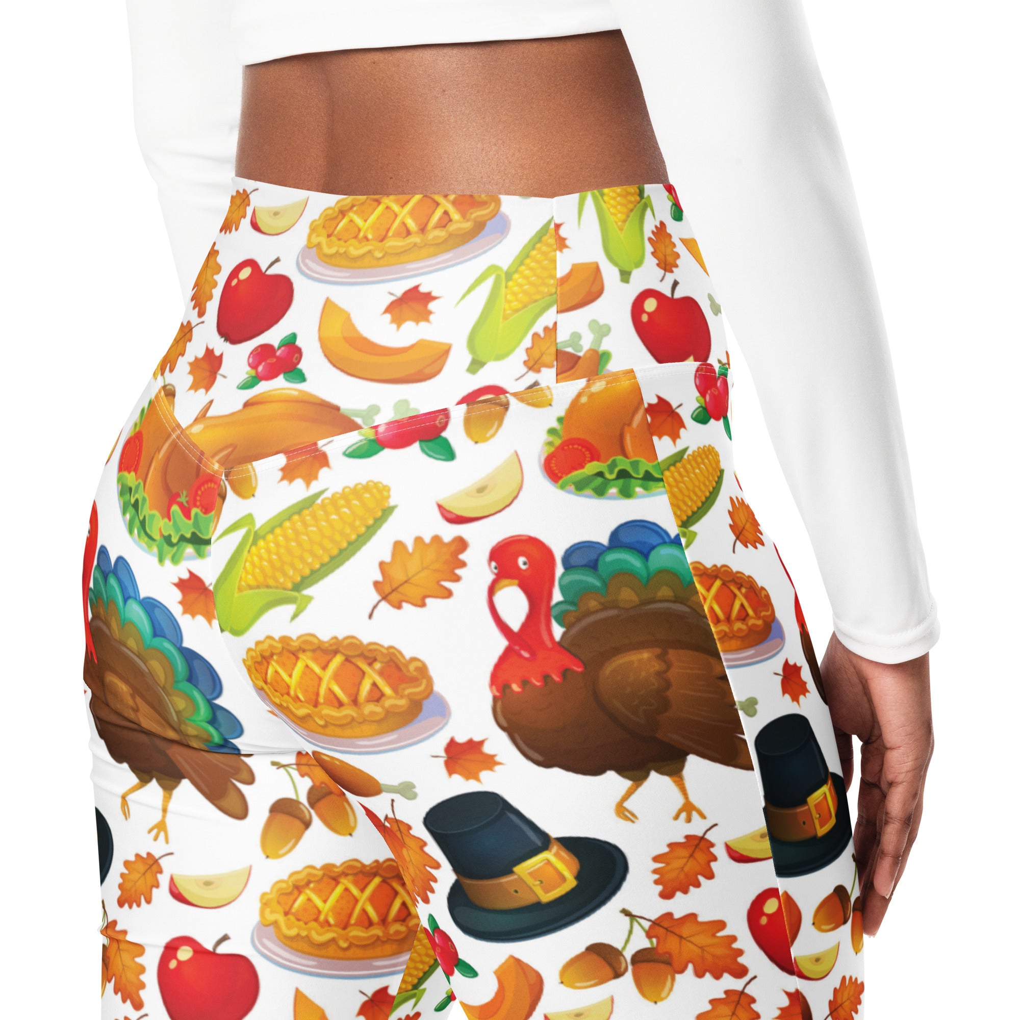 Thanksgiving Pattern Flare Leggings