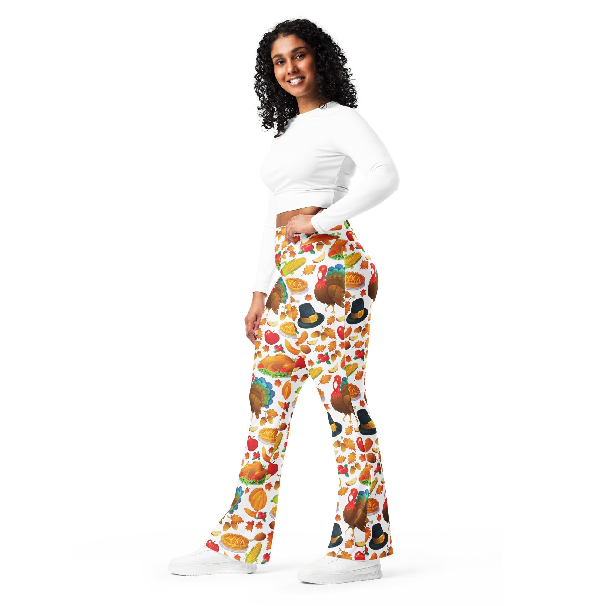 Thanksgiving Pattern Flare Leggings