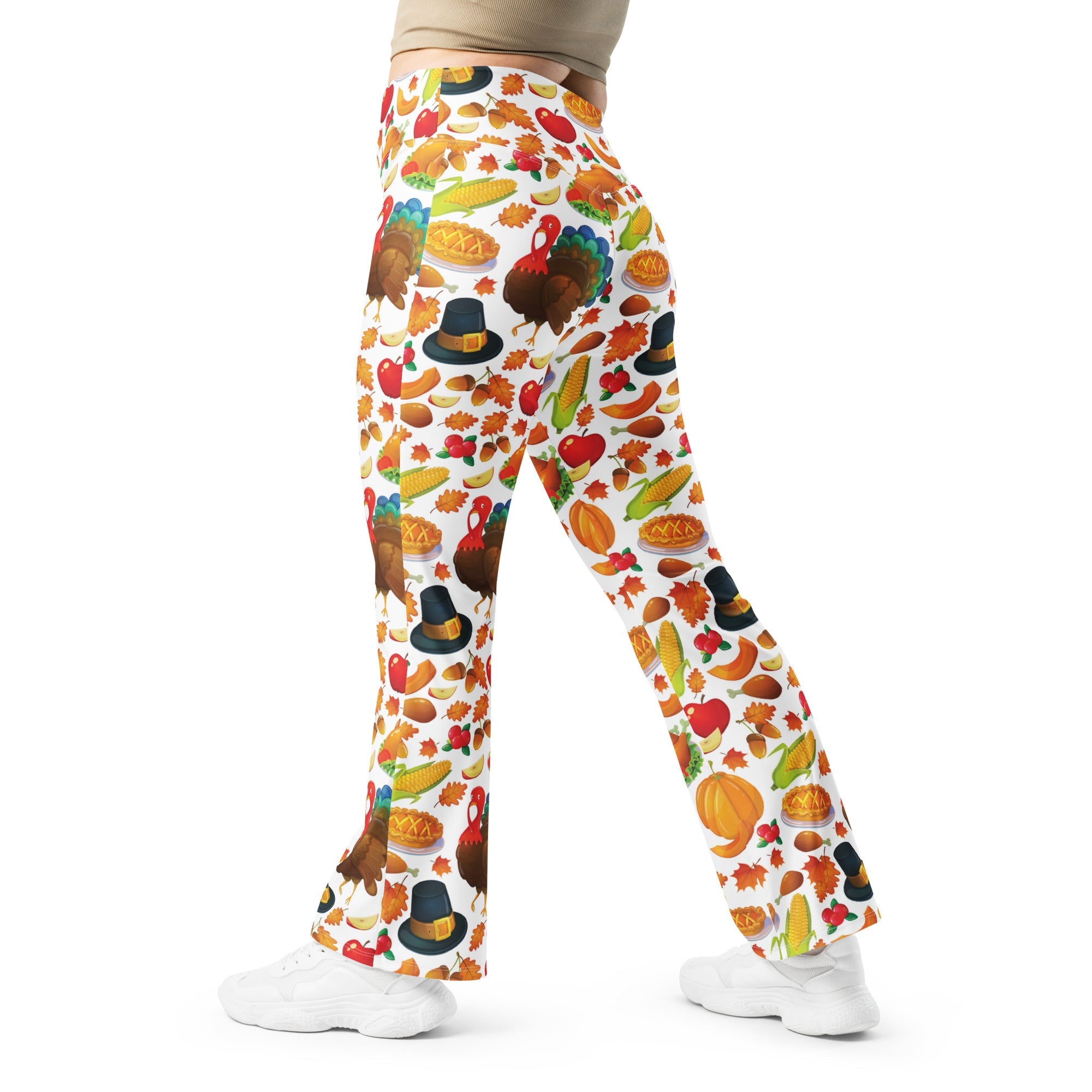 Thanksgiving Pattern Flare Leggings