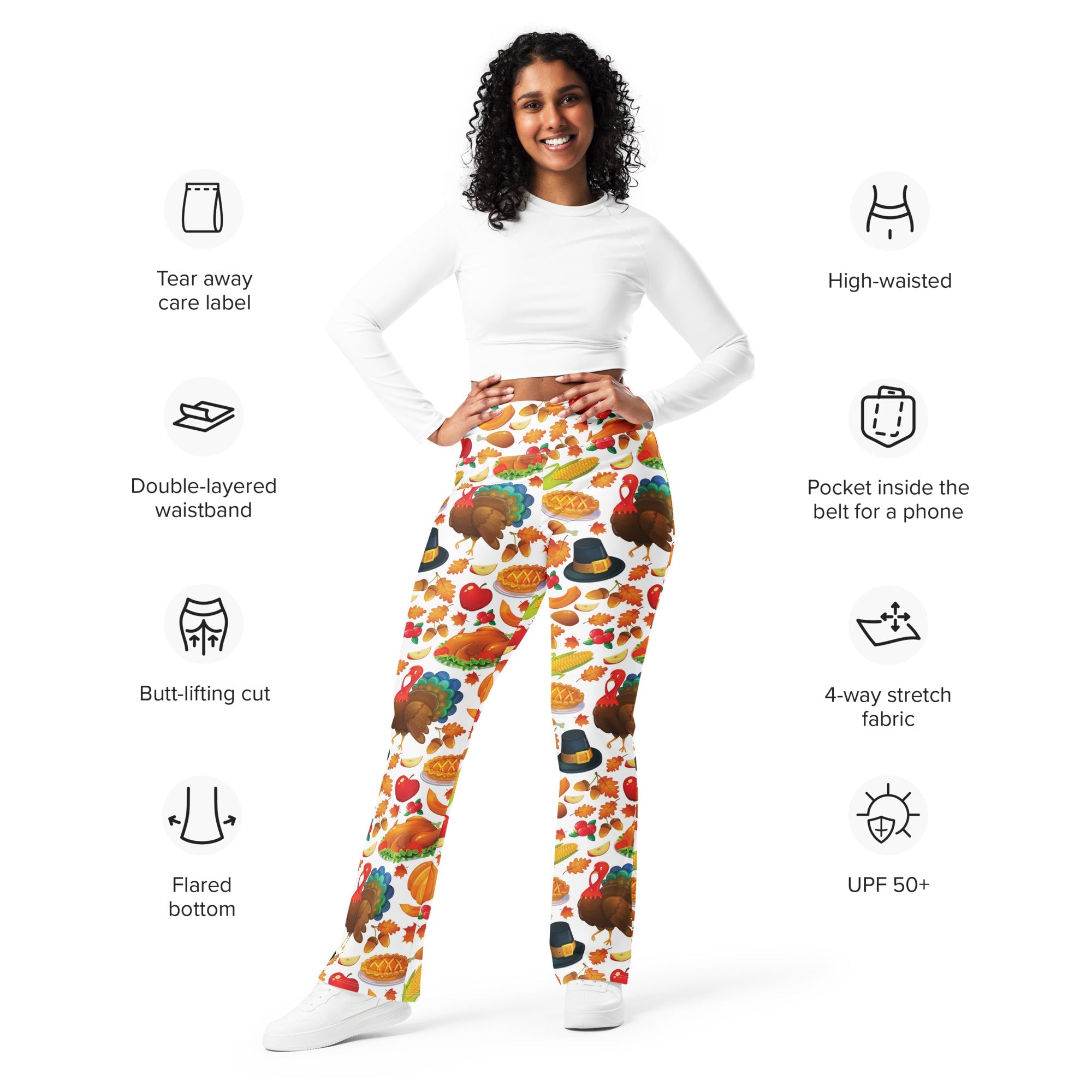 Thanksgiving Pattern Flare Leggings