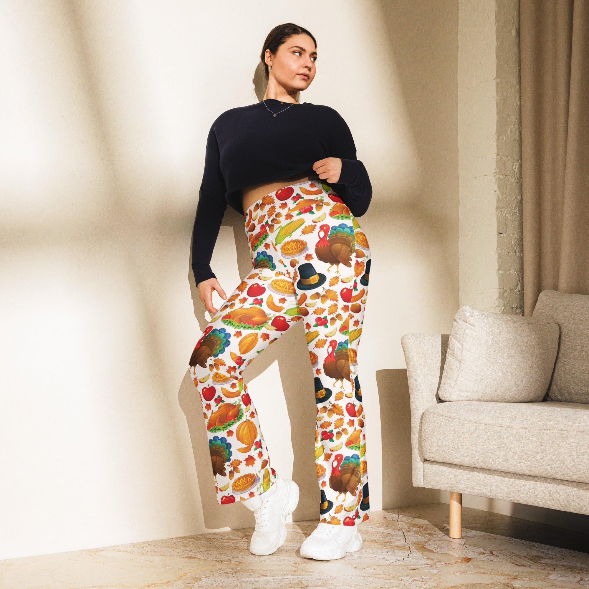 Thanksgiving Pattern Flare Leggings