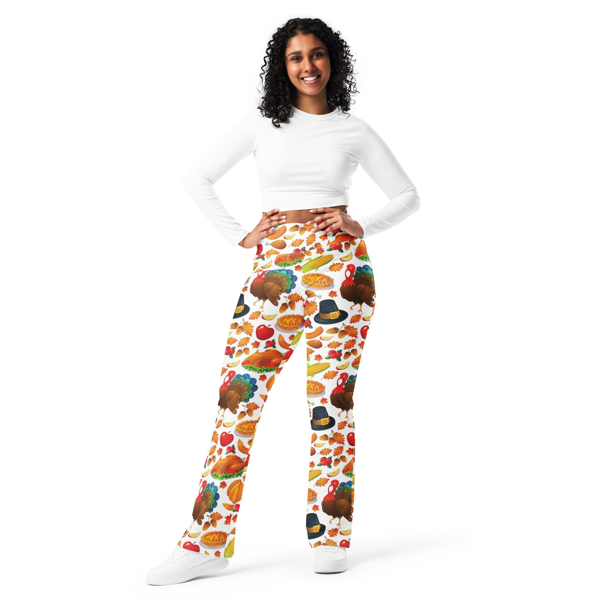 Thanksgiving Pattern Flare Leggings