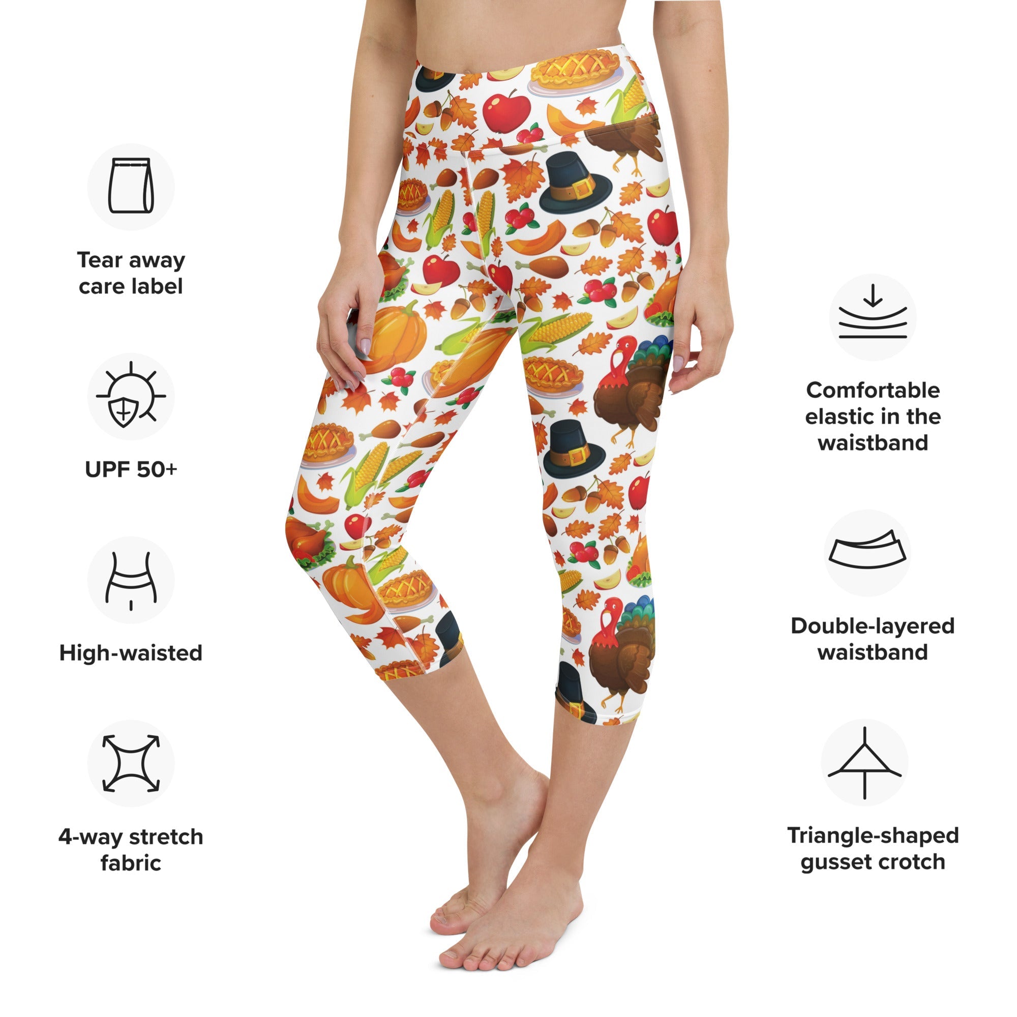 Thanksgiving Pattern Yoga Capris