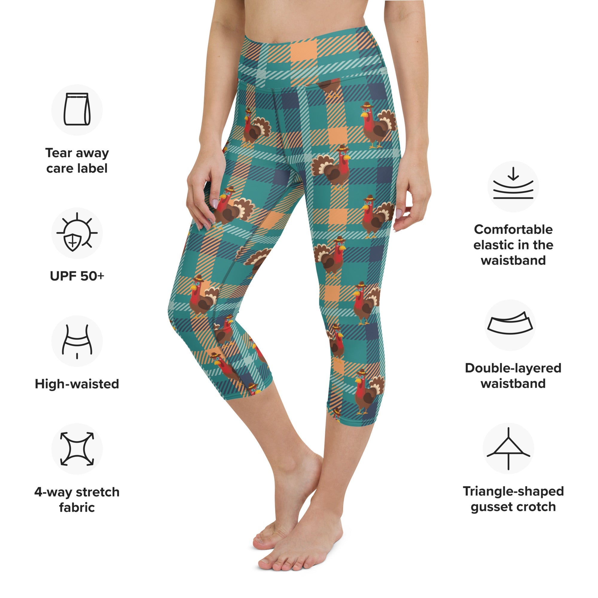 Thanksgiving Plaid Yoga Capris