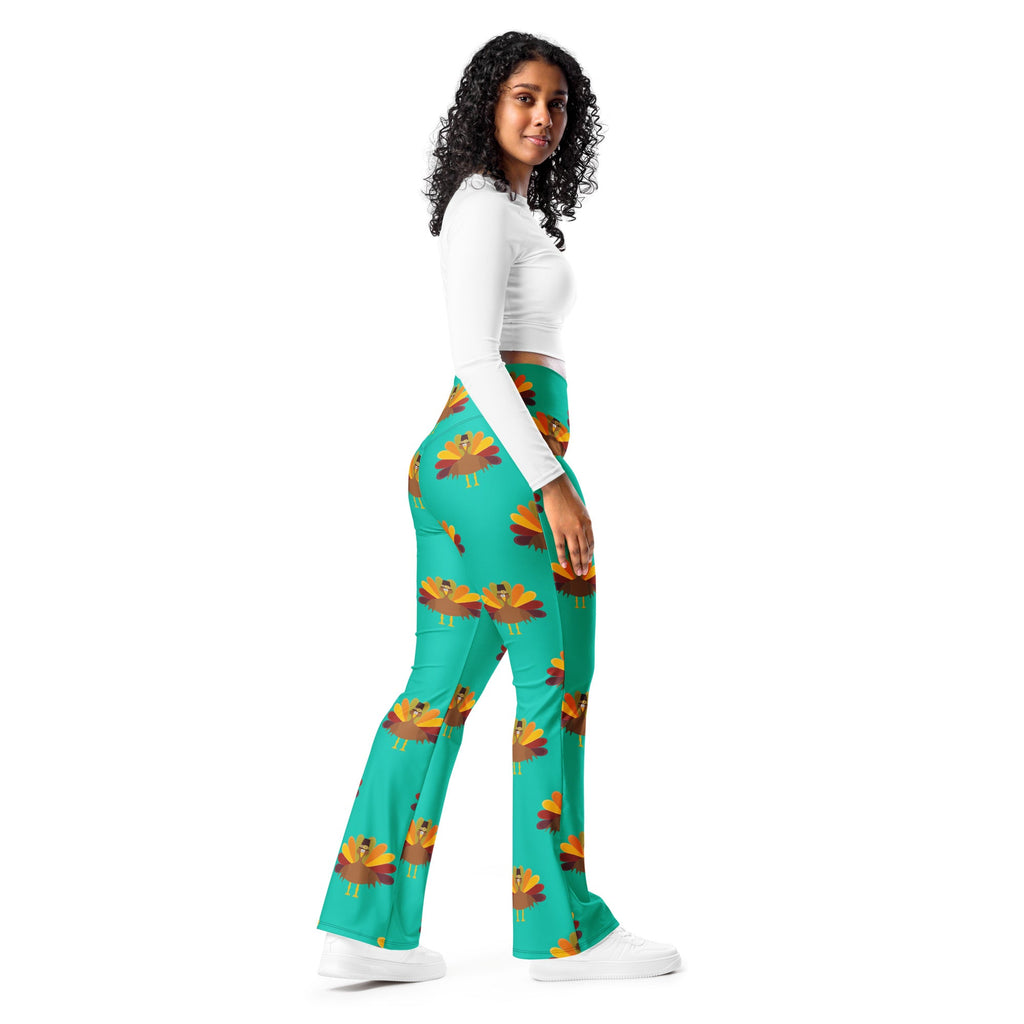 Thanksgiving Turkey Print Flare Leggings