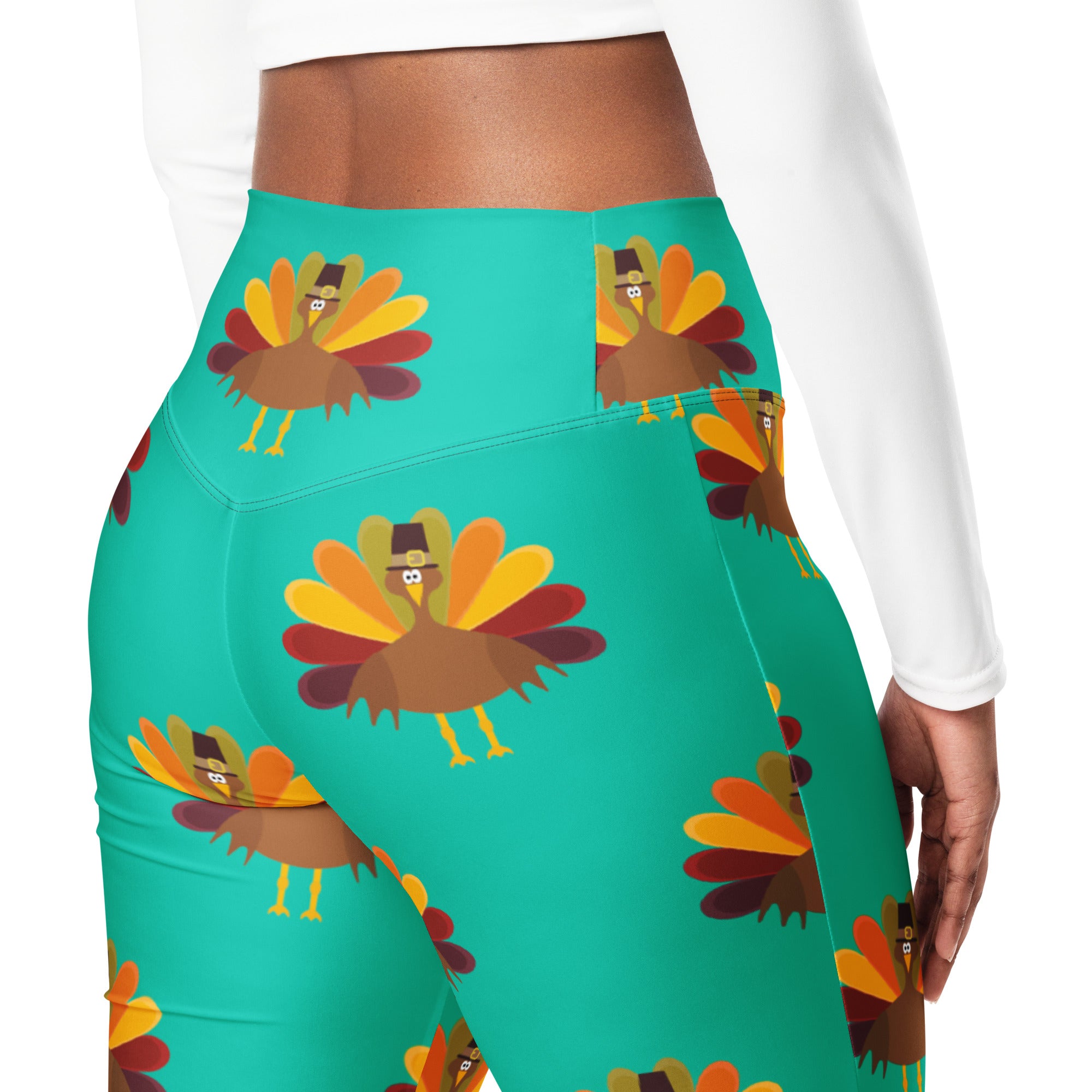Thanksgiving Turkey Print Flare Leggings