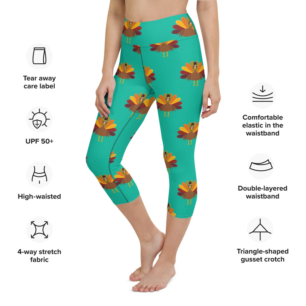 Thanksgiving Turkey Print Yoga Capris