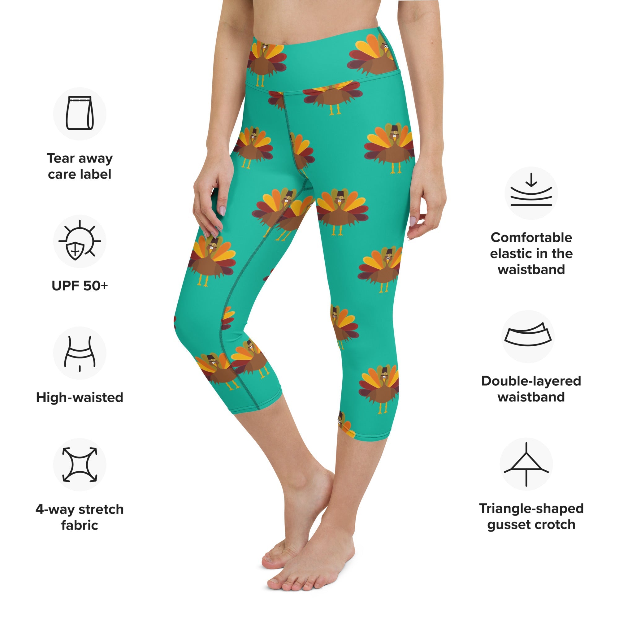 Thanksgiving Turkey Print Yoga Capris