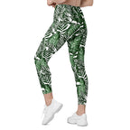 Tropical Green Leggings With Pockets