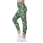 Tropical Green Leggings With Pockets