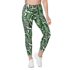 Tropical Green Leggings With Pockets