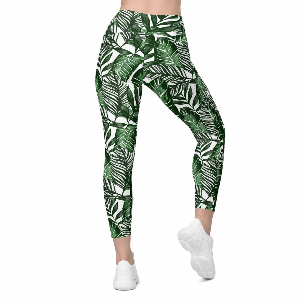Tropical Green Leggings With Pockets