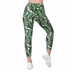 Tropical Green Leggings With Pockets