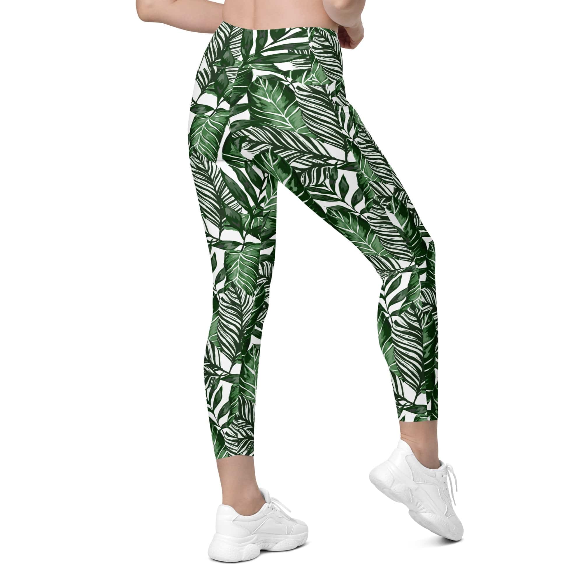 Tropical Green Leggings With Pockets