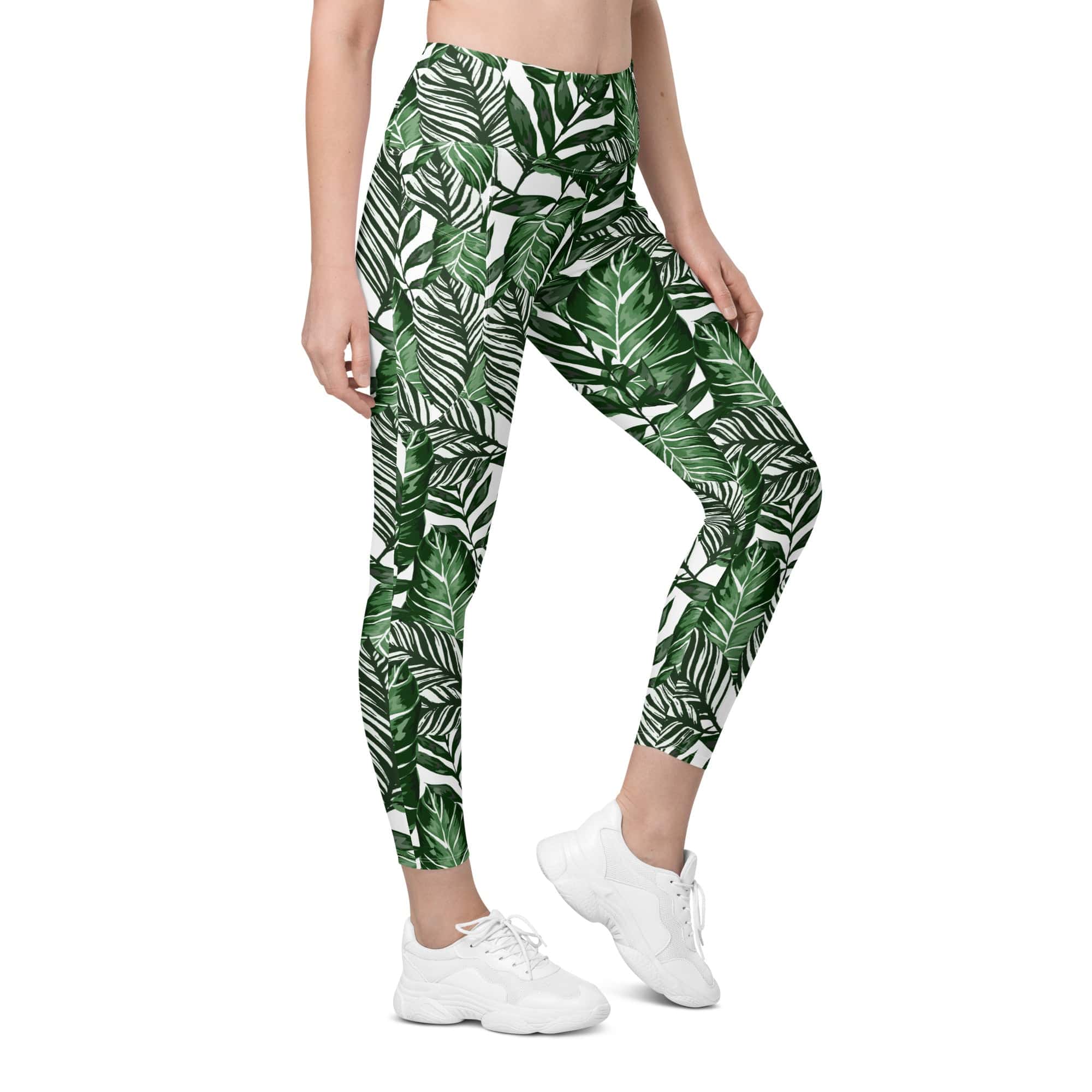 Tropical Green Leggings With Pockets