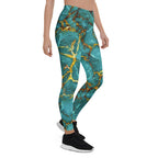 Turquoise & Gold Marble Leggings