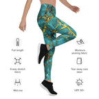 Turquoise & Gold Marble Leggings