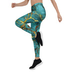 Turquoise & Gold Marble Leggings