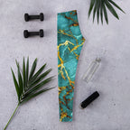 Turquoise & Gold Marble Leggings