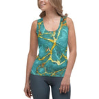 Turquoise & Gold Marble Tank Top