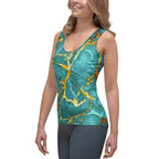 Turquoise & Gold Marble Tank Top