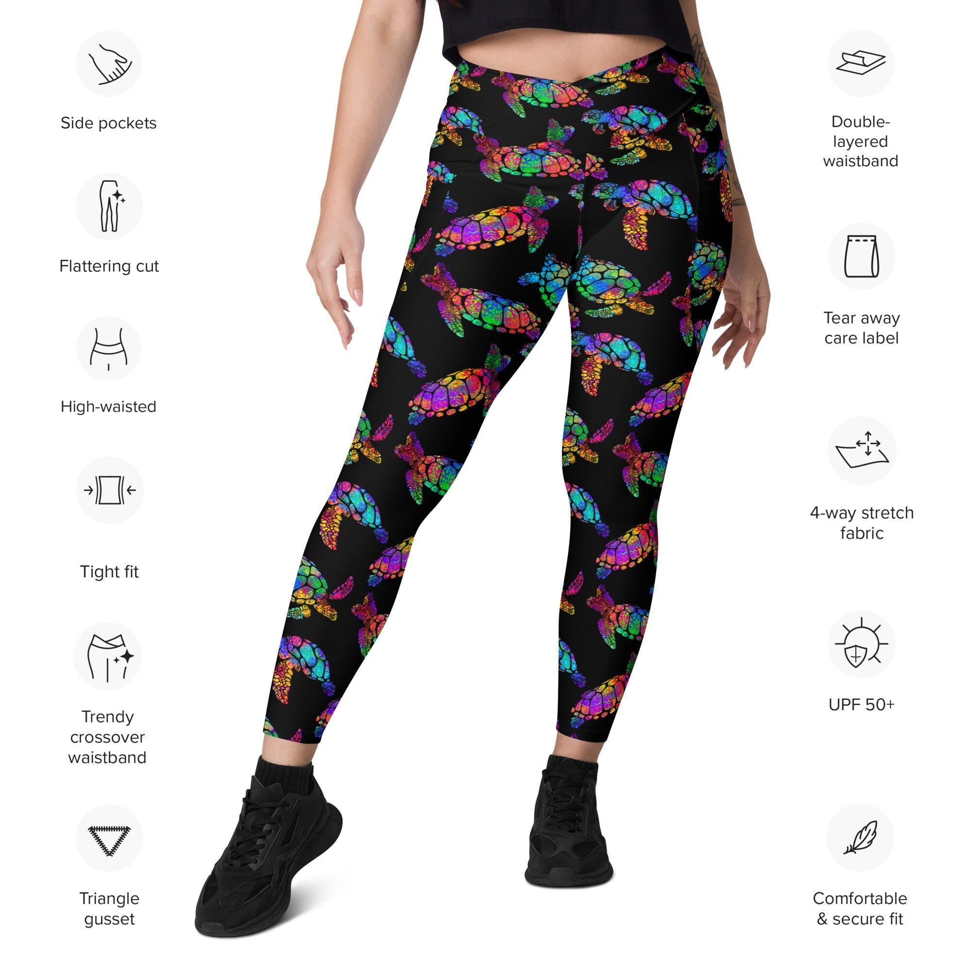 Turtle Crossover Leggings With Pockets